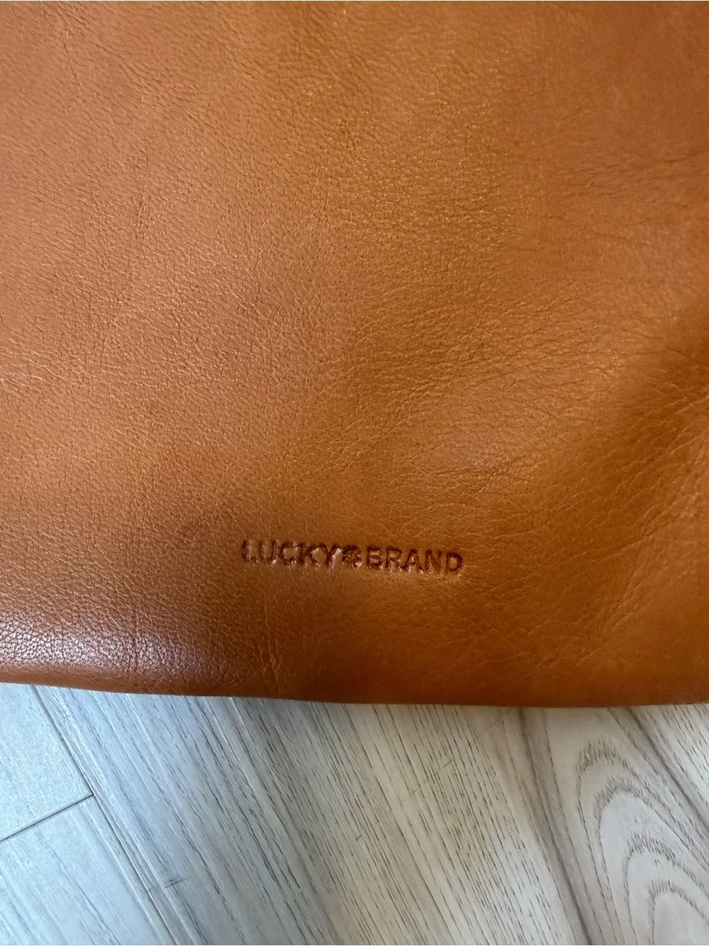 Lucky Brand Leather Convertible Clutch in Cognac Brown
